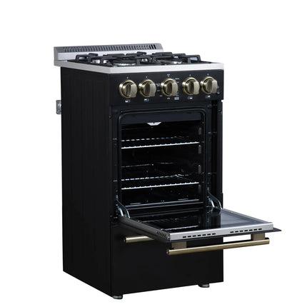 Forno Lamazze 20 Inch Freestanding Gas Range in Black, Compact Design FORNO