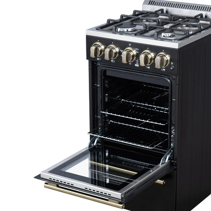Forno Lamazze 20 Inch Freestanding Gas Range in Black, Compact Design FORNO