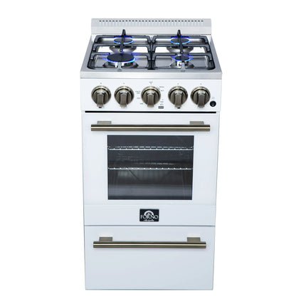 Forno Lamazze 20 Inch Freestanding Gas Range in White, Compact Design FORNO