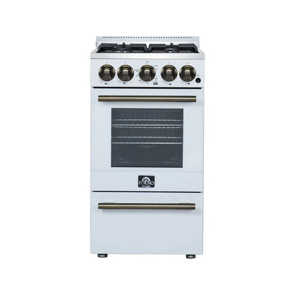 Forno Lamazze 20 Inch Freestanding Gas Range in White, Compact Design FORNO