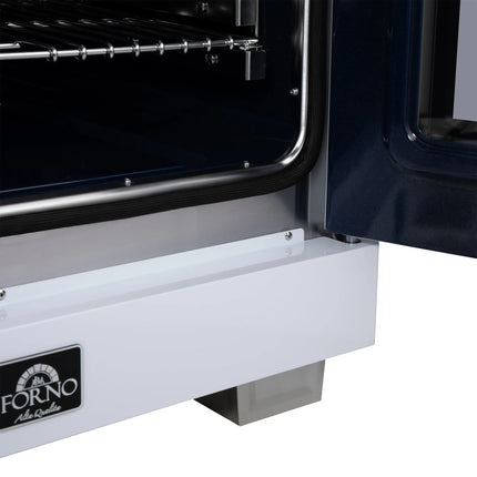 Forno Capriasca 30-Inch White Freestanding French Door Gas Range, 4 Burners, Convection Oven, Energy Efficient FORNO