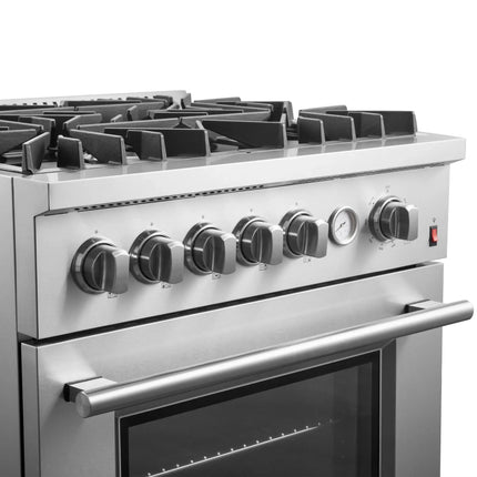 FORNO Giovanni 30-inch Gas Range Stainless Steel, 5 Burners 67,000 BTU, 4.32 cu.ft. Convection Oven FORNO