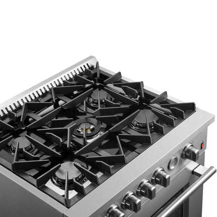 FORNO Giovanni 30-inch Gas Range Stainless Steel, 5 Burners 67,000 BTU, 4.32 cu.ft. Convection Oven FORNO