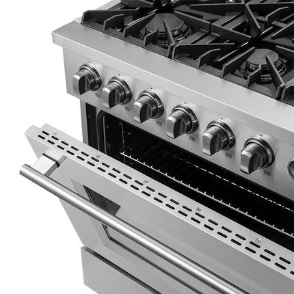 Marco 36-Inch Gas Range Stainless Steel, 6 Burners 67,000 BTU, 5.36 cu.ft. Convection Oven FORNO