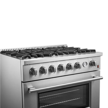Marco 36-Inch Gas Range Stainless Steel, 6 Burners 67,000 BTU, 5.36 cu.ft. Convection Oven FORNO