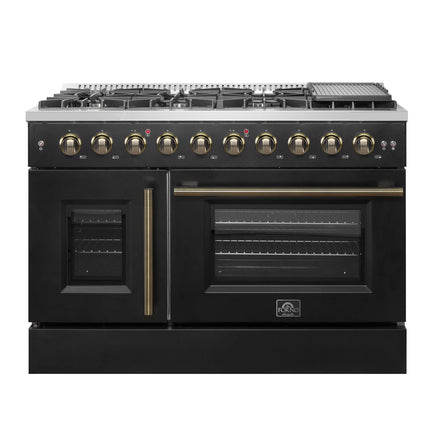 Forno Galiano 48" Freestanding French Door Gas Range in Black FORNO
