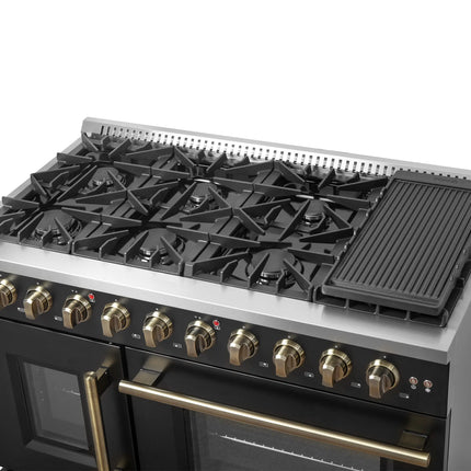 Forno Galiano 48" Freestanding French Door Gas Range in Black FORNO