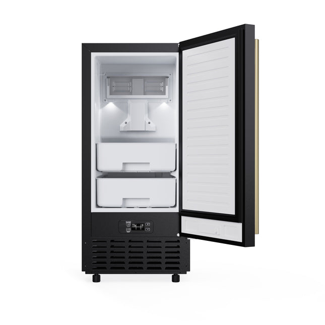 Cristallo 15 Inch Freestanding/Undercounter Ice maker, 66.1 lbs Chewable nugget, 8 kg / 17.6 lbs of ice storage, Black FORNO