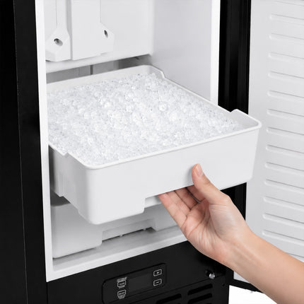 Cristallo 15 Inch Freestanding/Undercounter Ice maker, 66.1 lbs Chewable nugget, 8 kg / 17.6 lbs of ice storage, Black FORNO