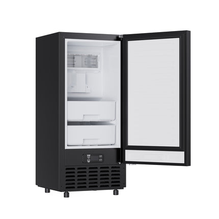 Cristallo 15 Inch Freestanding/Undercounter Ice maker, 66.1 lbs Chewable nugget, 8 kg / 17.6 lbs of ice storage, Black FORNO
