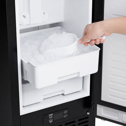 Cristallo 15 Inch Freestanding/Undercounter Ice maker, 66.1 lbs Chewable nugget, 8 kg / 17.6 lbs of ice storage, Black FORNO