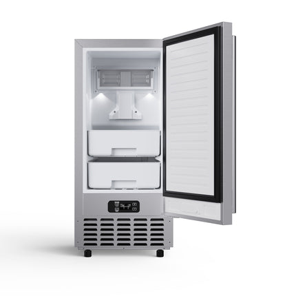 Cristallo 15 Inch Freestanding/Undercounter Ice maker, 66.1 lbs Chewable nugget, 8 kg / 17.6 lbs of ice storage, Stainless steel FORNO