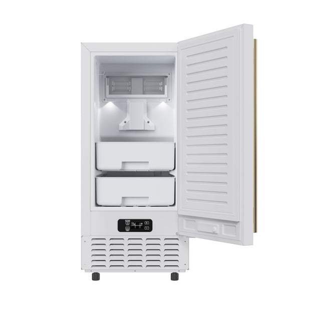 Cristallo 15 Inch Freestanding/Undercounter Ice maker, 66.1 lbs Chewable nugget, 8 kg / 17.6 lbs of ice storage, White FORNO