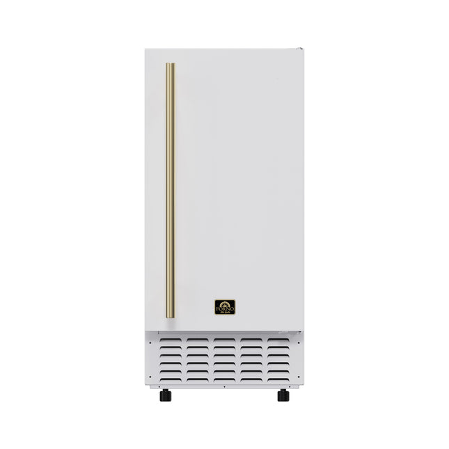 Cristallo 15 Inch Freestanding/Undercounter Ice maker, 66.1 lbs Chewable nugget, 8 kg / 17.6 lbs of ice storage, White FORNO