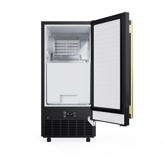 Cristallo 15 Inch Freestanding/Undercounter Ice maker, 79.4 lbs Cubed Ice daily, 12 kg / 26.5 lbs ice bin, Black FORNO