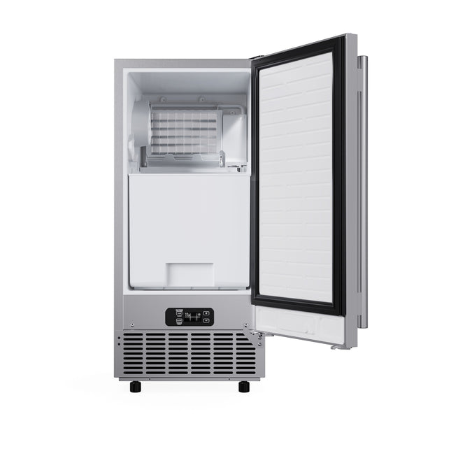Cristallo 15 Inch Freestanding/Undercounter Ice maker, 79.4 lbs Cubed Ice daily, 12 kg / 26.5 lbs ice bin, Stainless steel FORNO