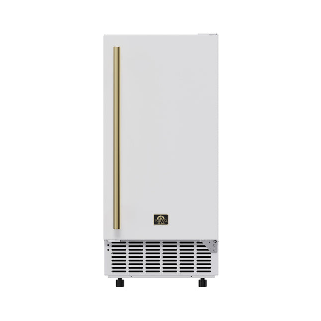 Cristallo 15 Inch Freestanding/Undercounter Ice maker, 79.4 lbs Cubed Ice daily, 12 kg / 26.5 lbs ice bin, White FORNO