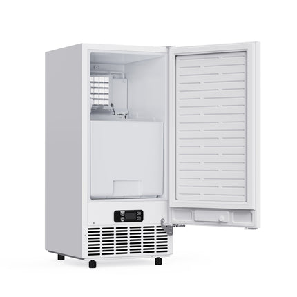 Cristallo 15 Inch Freestanding/Undercounter Ice maker, 79.4 lbs Cubed Ice daily, 12 kg / 26.5 lbs ice bin, White FORNO
