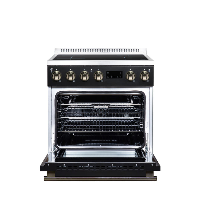Torino 30 Inch Induction Range, 8,800W cooktop, 4.32 cf. True Convection Oven, Air Fry, Air Sous Vide, Smudge Resistant, Black FORNO