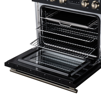 Torino 30 Inch Induction Range, 8,800W cooktop, 4.32 cf. True Convection Oven, Air Fry, Air Sous Vide, Smudge Resistant, Black FORNO