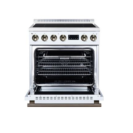 Torino 30 Inch Induction Range, 8,800W cooktop, 4.32 cf. True Convection Oven, Air Fry, Air Sous Vide, Smudge Resistant, White FORNO