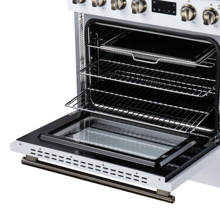 Torino 30 Inch Induction Range, 8,800W cooktop, 4.32 cf. True Convection Oven, Air Fry, Air Sous Vide, Smudge Resistant, White FORNO