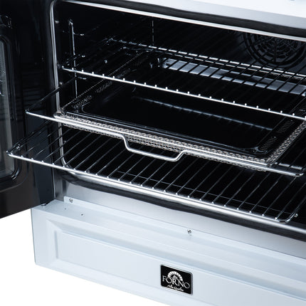 Torino French Door 30 Inch Induction Range with Air Fryer, Air Sous Vide & True Convection, Dual Broiler, White FORNO
