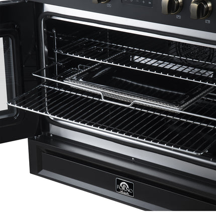 Torino French Door 36 Inch Induction Range with Air Fryer, Air Sous Vide & True Convection, Dual Broiler, Black FORNO