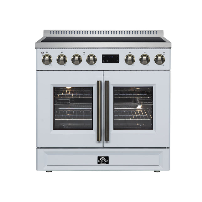 Torino French Door 36 Inch Induction Range with Air Fryer, Air Sous Vide & True Convection, Dual Broiler, White FORNO