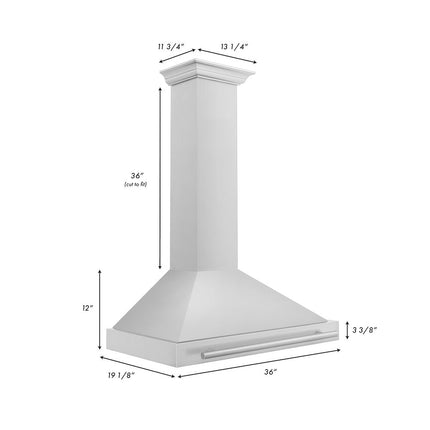 ZLINE 36 in. Convertible Stainless Steel Range Hood with Stainless Steel Handle (KB4STX-36)