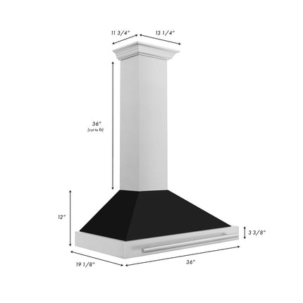 ZLINE 36 in. Convertible Stainless Steel Range Hood with Black Matte Shell and Stainless Steel Handle (KB4STX-BLM-36)