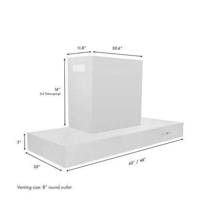ZLINE 48" Ducted Professional Wall Mount Range Hood in Stainless Steel (KECOM-48)