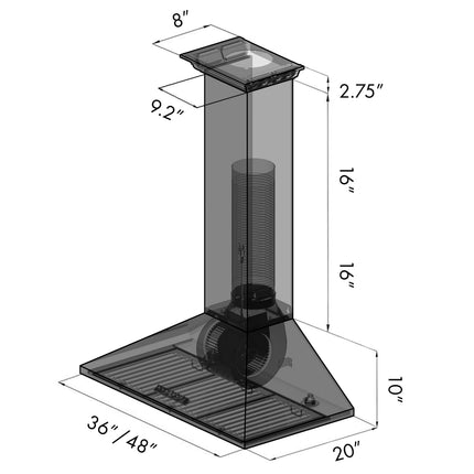 36" ZLINE CrownSound™Ducted Vent Wall Mount Range Hood in Stainless Steel with Built-in Bluetooth Speakers (KL2CRN-BT-36)