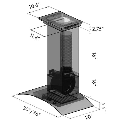 30" ZLINE CrownSound™Ducted Vent Wall Mount Range Hood in Stainless Steel with Built-in Bluetooth Speakers (KZCRN-BT-30)