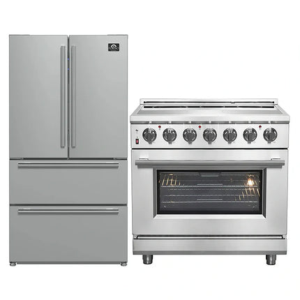 FORNO 2-Piece SS Kitchen Bundle - 36" Electric Range and 36" Bottom Freezer Refrigerator FORNO