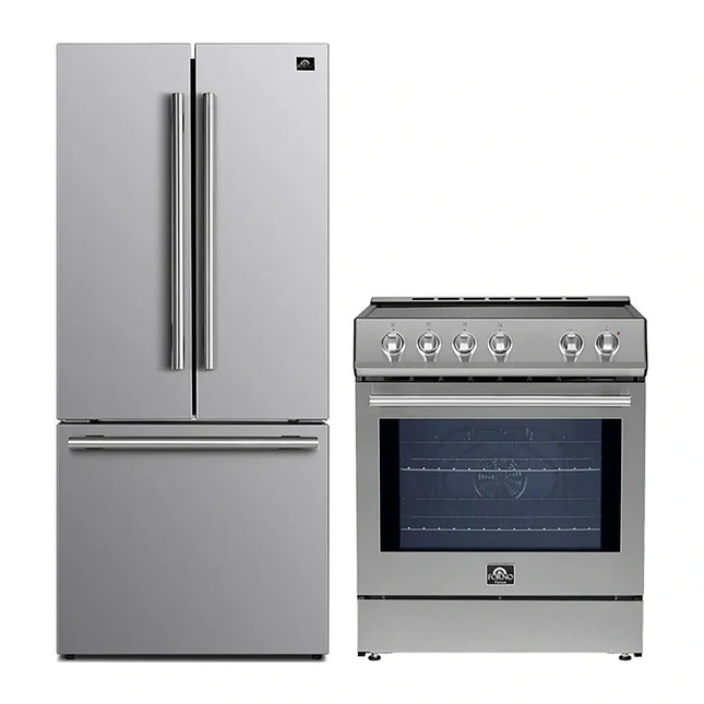 FORNO 2-Piece SS Kitchen Bundle - 30" Induction Range and 31" Bottom Freezer Refrigerator FORNO