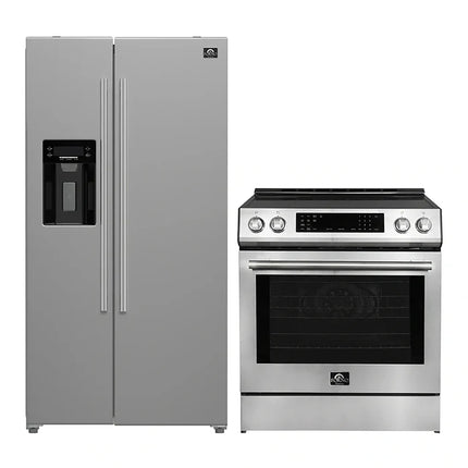 FORNO 2-Piece SS Kitchen Bundle - 30" Induction Range and 36" Bottom Freezer Refrigerator FORNO