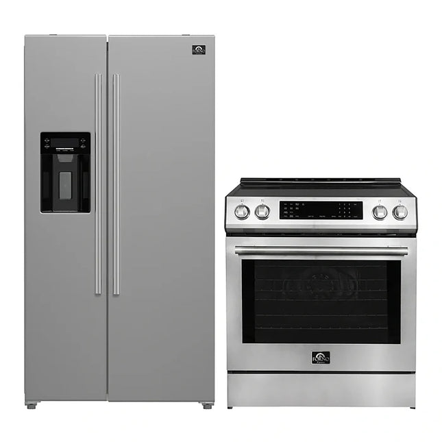 FORNO 2-Piece SS Kitchen Bundle - 30" Induction Range and 36" Bottom Freezer Refrigerator FORNO