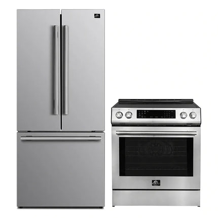 FORNO 2-Piece SS Kitchen Bundle - 30" Induction Range and 31" Bottom Freezer Refrigerator FORNO