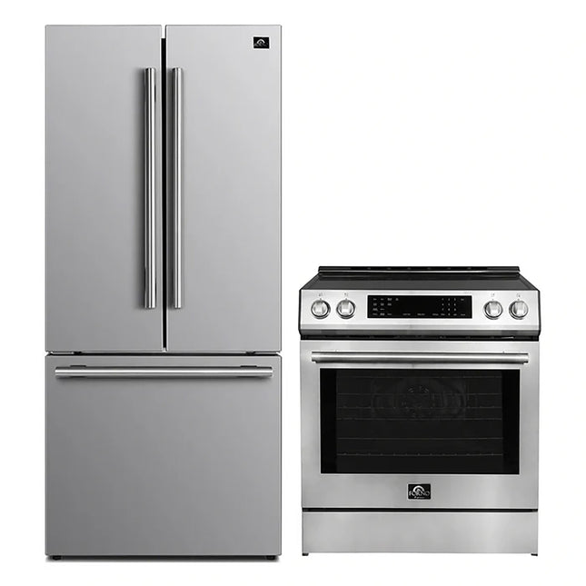 FORNO 2-Piece SS Kitchen Bundle - 30" Induction Range and 31" Bottom Freezer Refrigerator FORNO