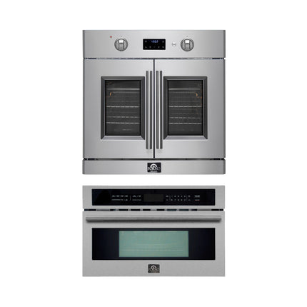 FORNO 2-Piece Kitchen Bundle - 30" Stainless Steel Single Wall (1333-30) Oven, 30" Stainless Steel Microwave (3093-30) FORNO
