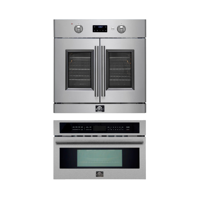FORNO 2-Piece Kitchen Bundle - 30" Stainless Steel Single Wall (1333-30) Oven, 30" Stainless Steel Microwave (3093-30) FORNO