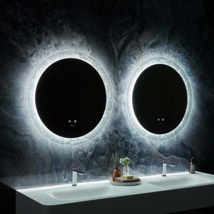 Frysta Round LED Frameless Mirror with Dimmer and Defogger Ancerre Designs