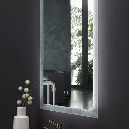 Frysta LED Frameless Rectangular Mirror Lighted Bathroom Vanity with Dimmer and Defogger Ancerre Designs