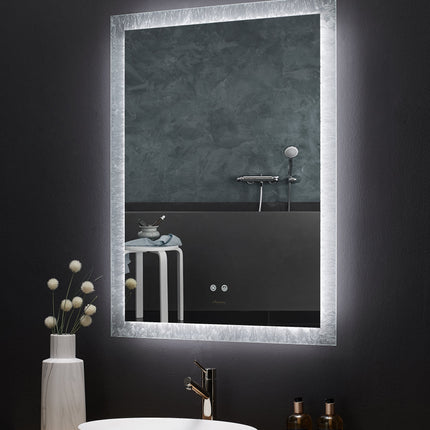 Frysta LED Frameless Rectangular Mirror Lighted Bathroom Vanity with Dimmer and Defogger Ancerre Designs