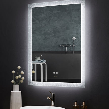 Frysta LED Frameless Rectangular Mirror Lighted Bathroom Vanity with Dimmer and Defogger Ancerre Designs