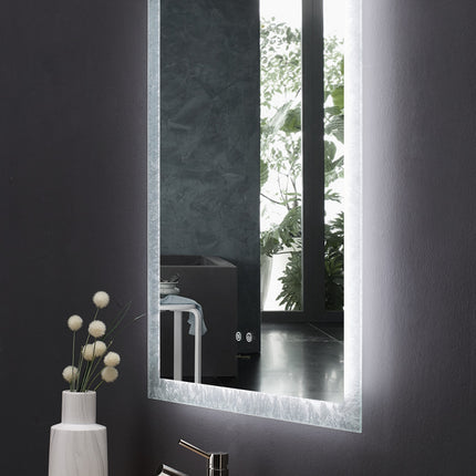 Frysta LED Frameless Rectangular Mirror Lighted Bathroom Vanity with Dimmer and Defogger Ancerre Designs