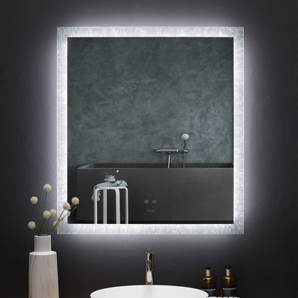 Frysta LED Frameless Rectangular Mirror Lighted Bathroom Vanity with Dimmer and Defogger Ancerre Designs