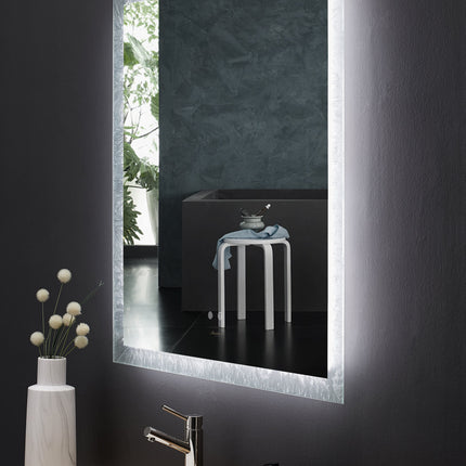 Frysta LED Frameless Rectangular Mirror Lighted Bathroom Vanity with Dimmer and Defogger Ancerre Designs