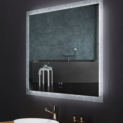 Frysta LED Frameless Rectangular Mirror Lighted Bathroom Vanity with Dimmer and Defogger Ancerre Designs